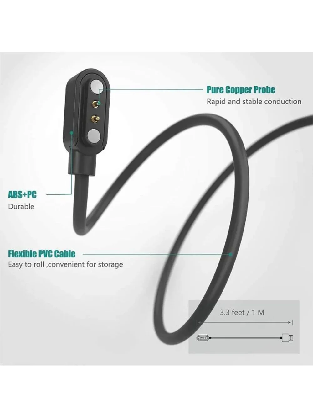 Magnetic USB Charging Cable for Fitness Tracker - Compatible Replacement Charger